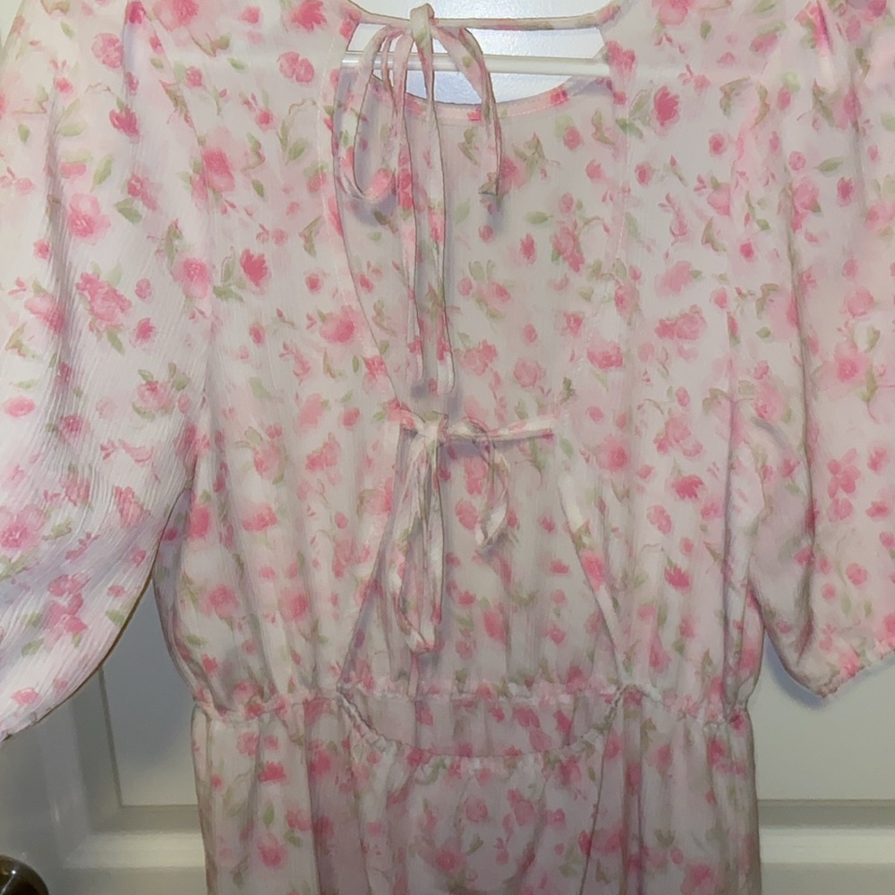 ONLY Mira Floral Tie-Back Midi Babydoll Dress - Picture 14 of 15